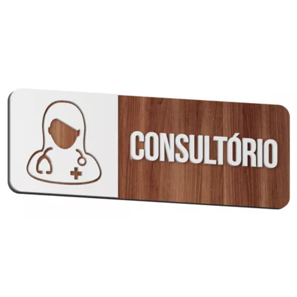 Placa de Identificação de Salas em MDF com Alto Relevo