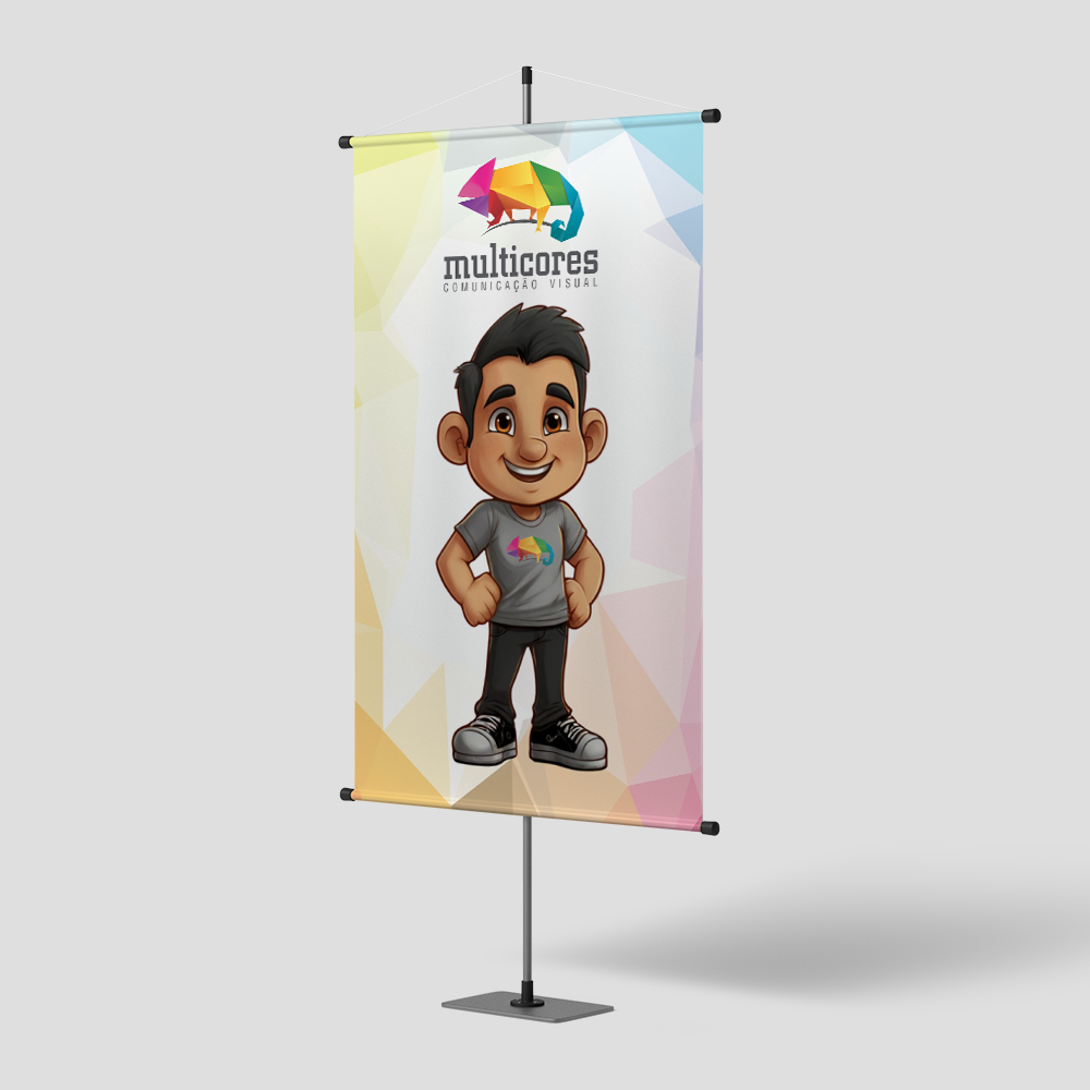 banner em lona multicores comunicação visual araras
