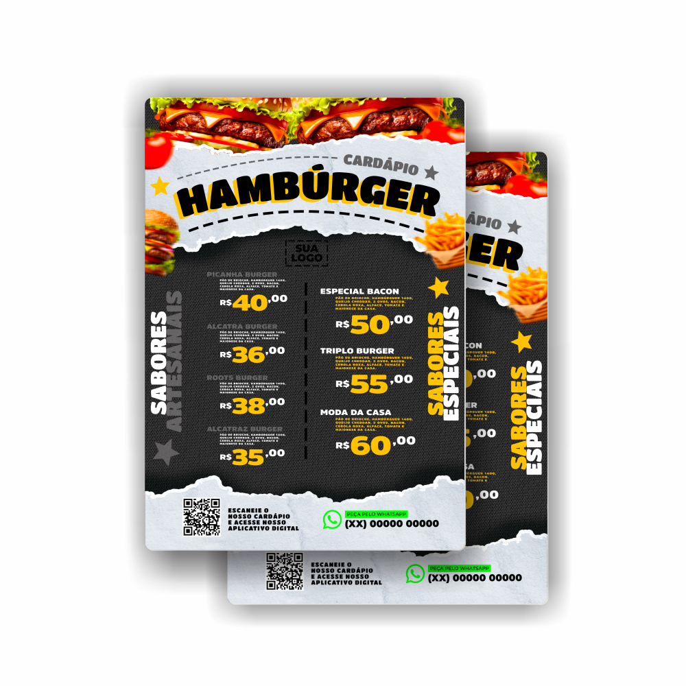 Cardápio em PVC 2mm Adesivado - Multicores Comunicação Visual