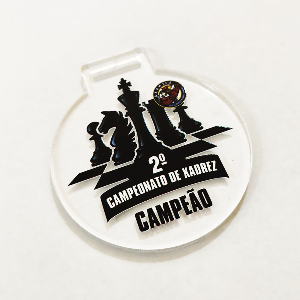 medalha em acrilico com adesivo dtf uv personalização de brindes multicores comunicação visual araras
