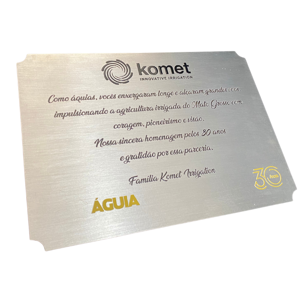Placa de Homenagem em Alumínio com Letras em Alto Relevo - Multicores Comunicação Visual